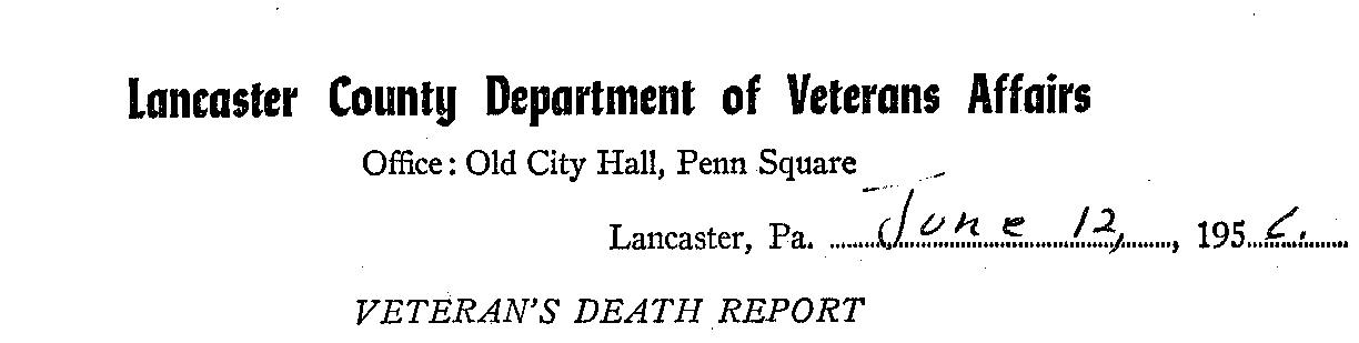 Vet Death Report