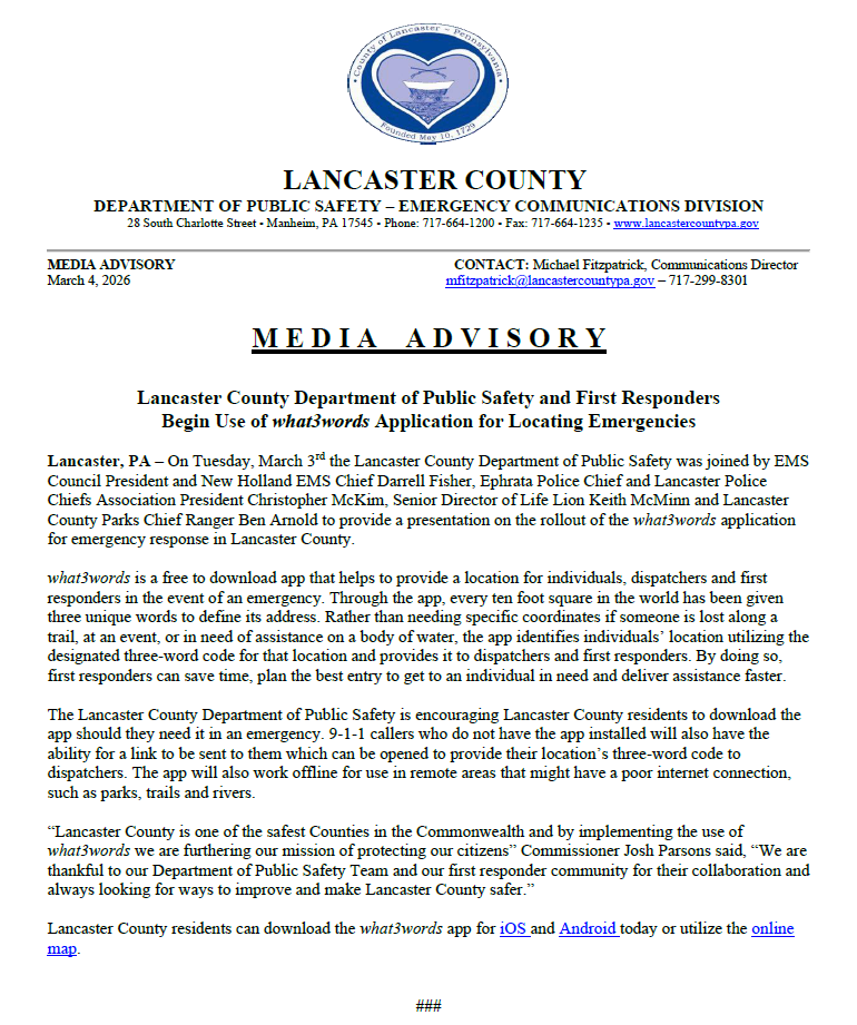 Media Advisory - what3words